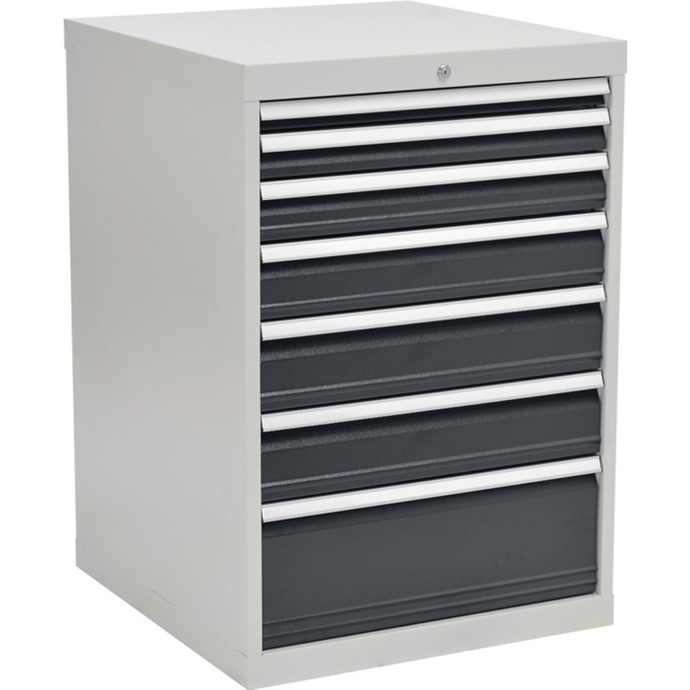 Schubladenschrank, lichtgrau/anthrazitgrau 7 Schubl., H1019xB705xT736mm, Vollauszug