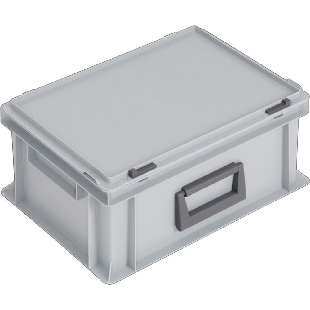 LOCKWEILER Kunststoffkoffer, Schiebeverschluss grau 14 l, L400xB300xH183 mm PP 1 Griff