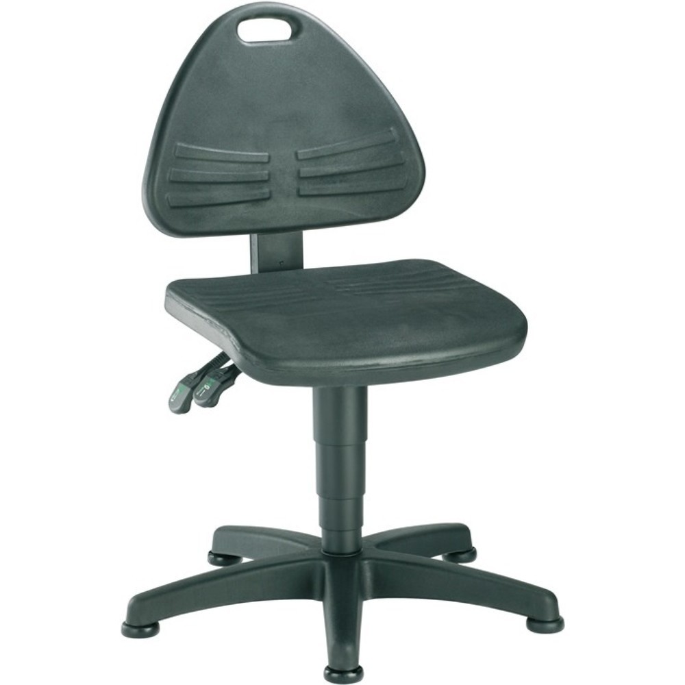 bimos Arbeitsdrehstuhl ISITEC, Integralschaum schwarz, Bodengleiter, 430-600 mm