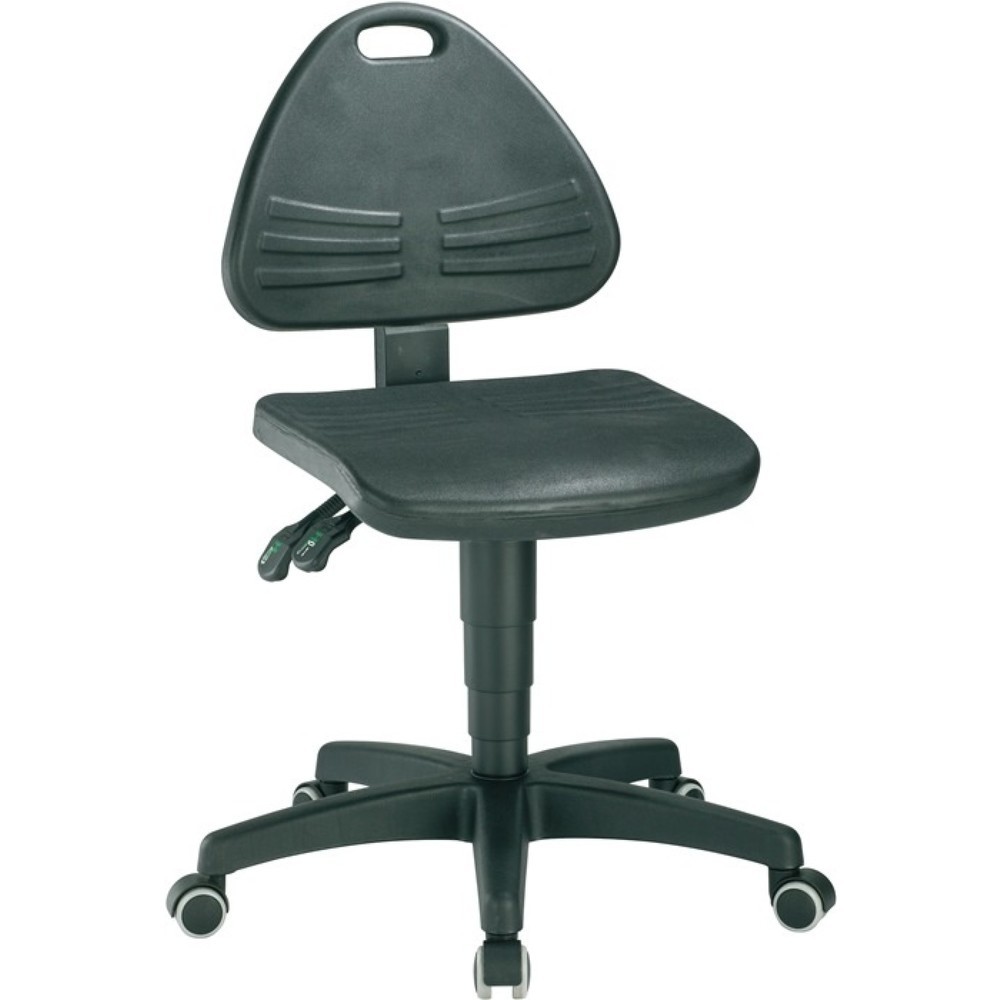 bimos Arbeitsdrehstuhl ISITEC, Integralschaum schwarz, Rollen, 430-600 mm