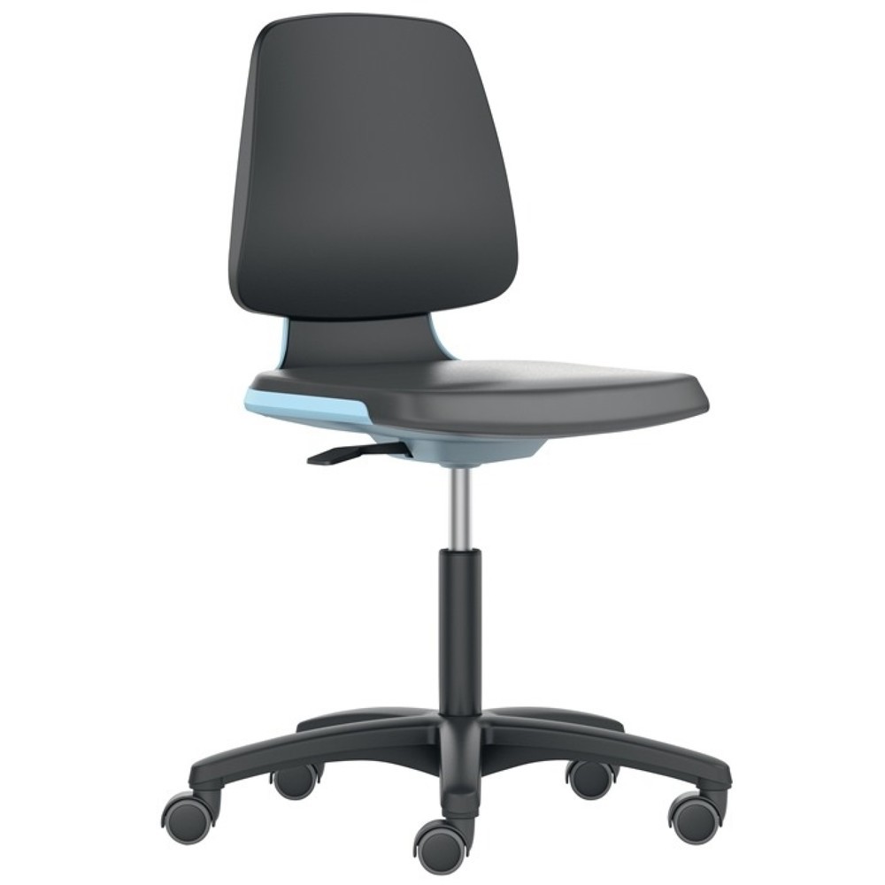 bimos Arbeitsdrehstuhl Labsit, Integralschaum schwarz, Rollen Sitzschale blau, 450-650 mm