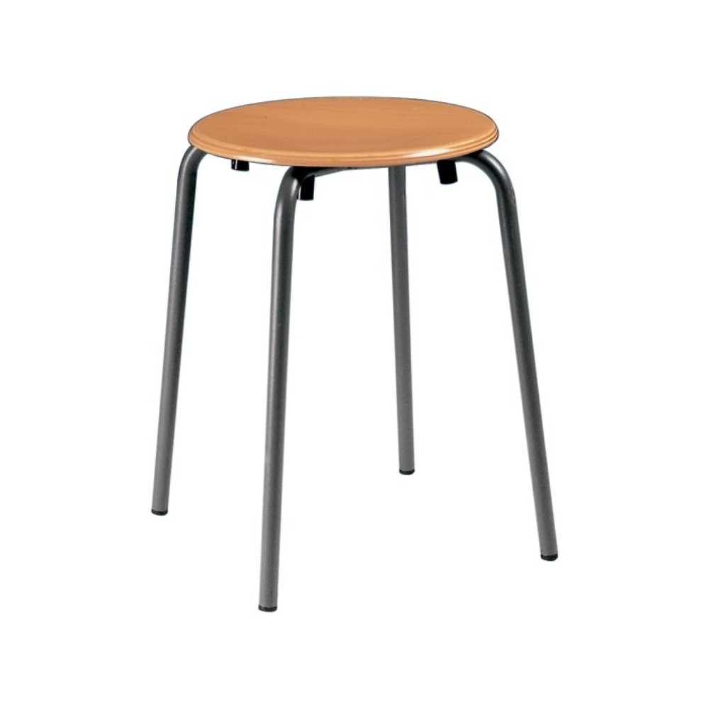 bimos Stapelhocker, Rundrohr anthrazit, Sitzhöhe 500 mm Sitz-Ø 300 mm, Buche natur lackiert