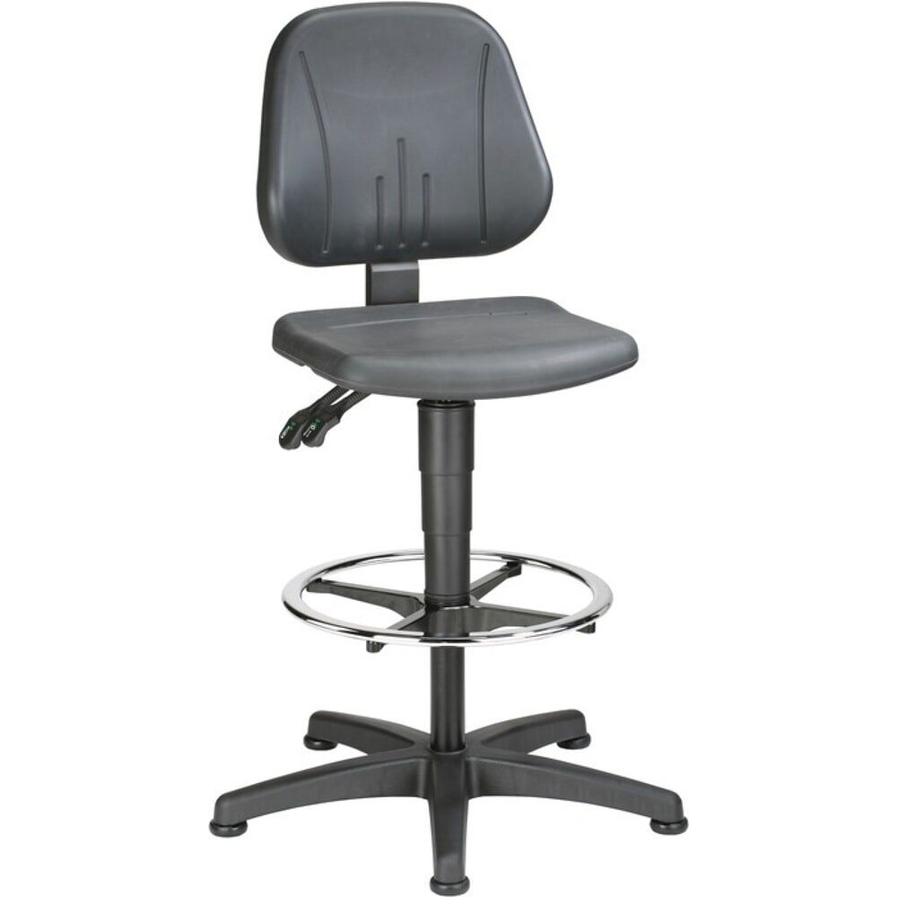 bimos Arbeitsdrehstuhl Unitec, Integralschaum schwarz, Bodengleiter + Fussring, 580-850 mm