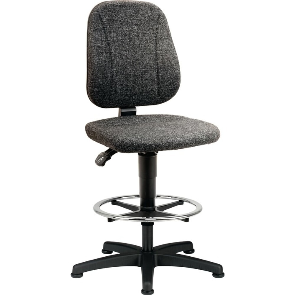 bimos Arbeitsdrehstuhl Unitec, Stoffpolster grau, Bodengleiter + Fussring, 580-850 mm
