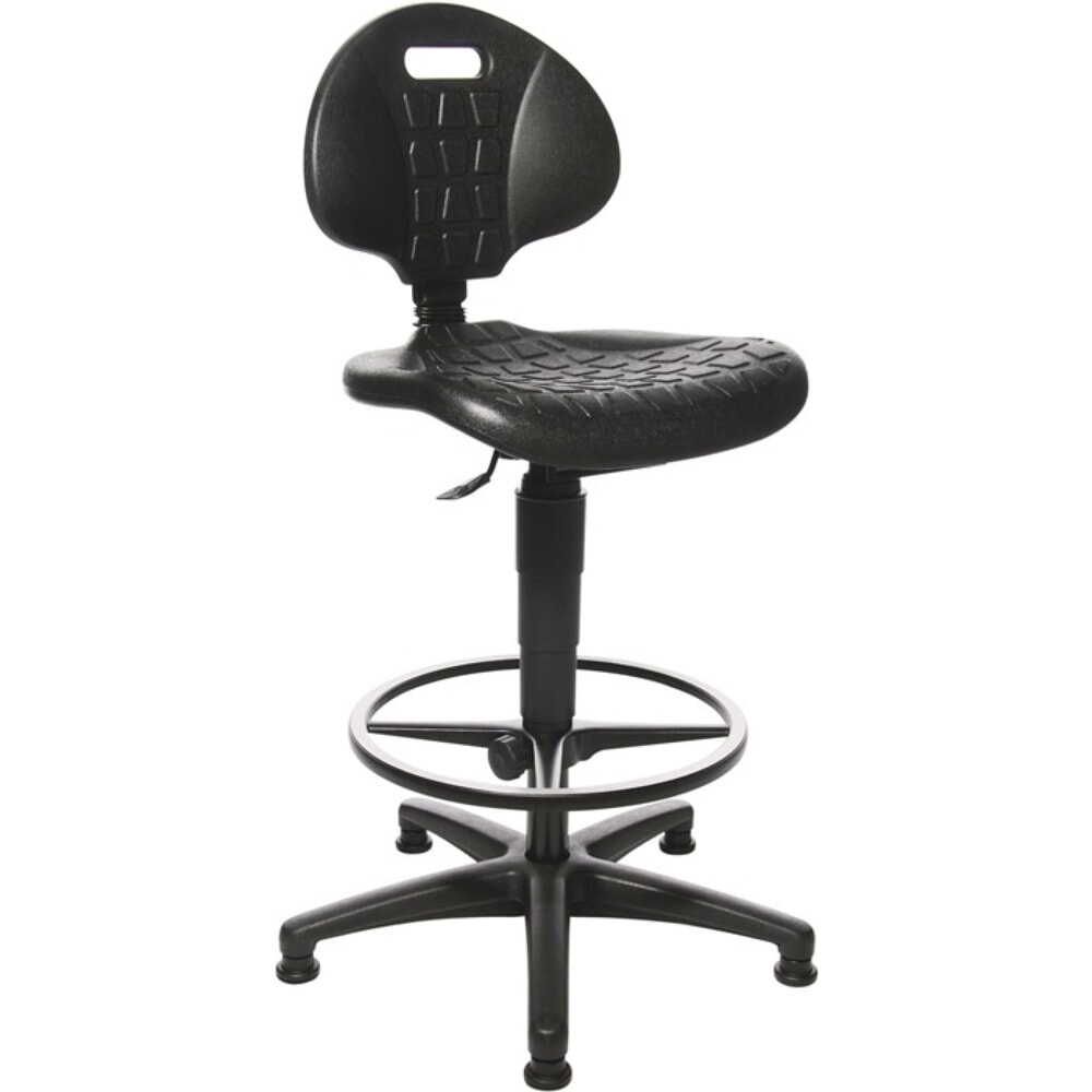 Topstar® Arbeitsdrehstuhl Tec 20, Polyurethanschaum schwarz, Bodengleiter + Fussring, 590-840 mm