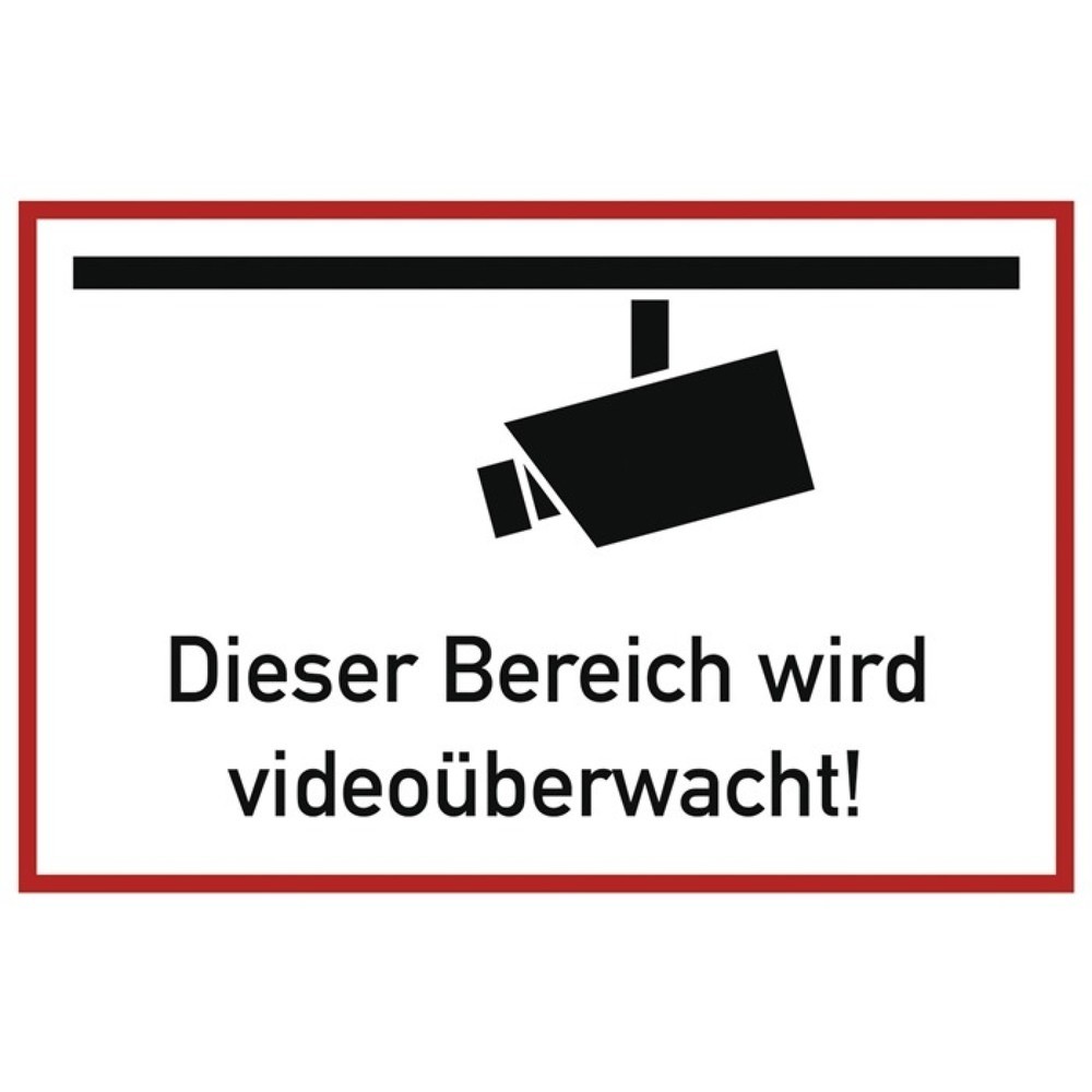Hinweiszeichen, L300xB200 mm weiss schwarz, Videoüberwacht, Kunststoff