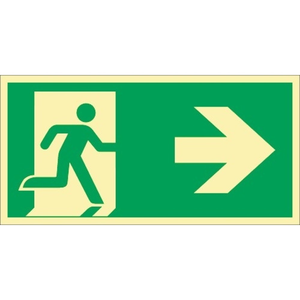 Rettungszeichen DIN EN ISO 7010, Rettungsweg rechts, L297xB148 mm, Folie