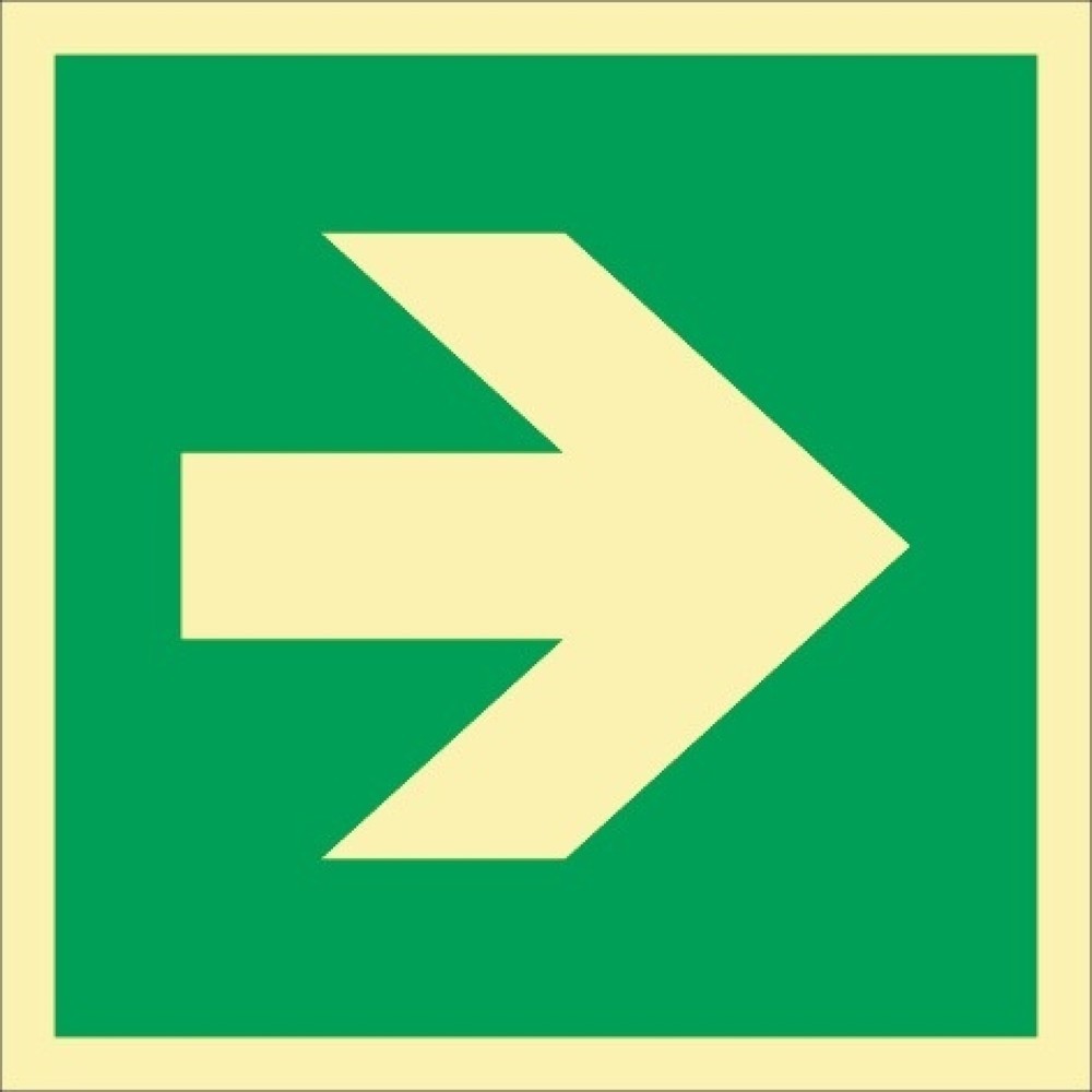 Rettungszeichen ASR A1.3/DIN EN ISO 7010/DIN 67510, Pfeil gerade, L148xB148 mm, Kunststoff