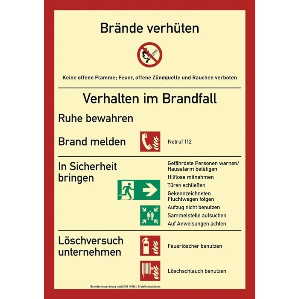 Brandschutzzeichen DIN EN ISO 7010, Brandschutzordnung, L210xB297 mm, Kunststoff