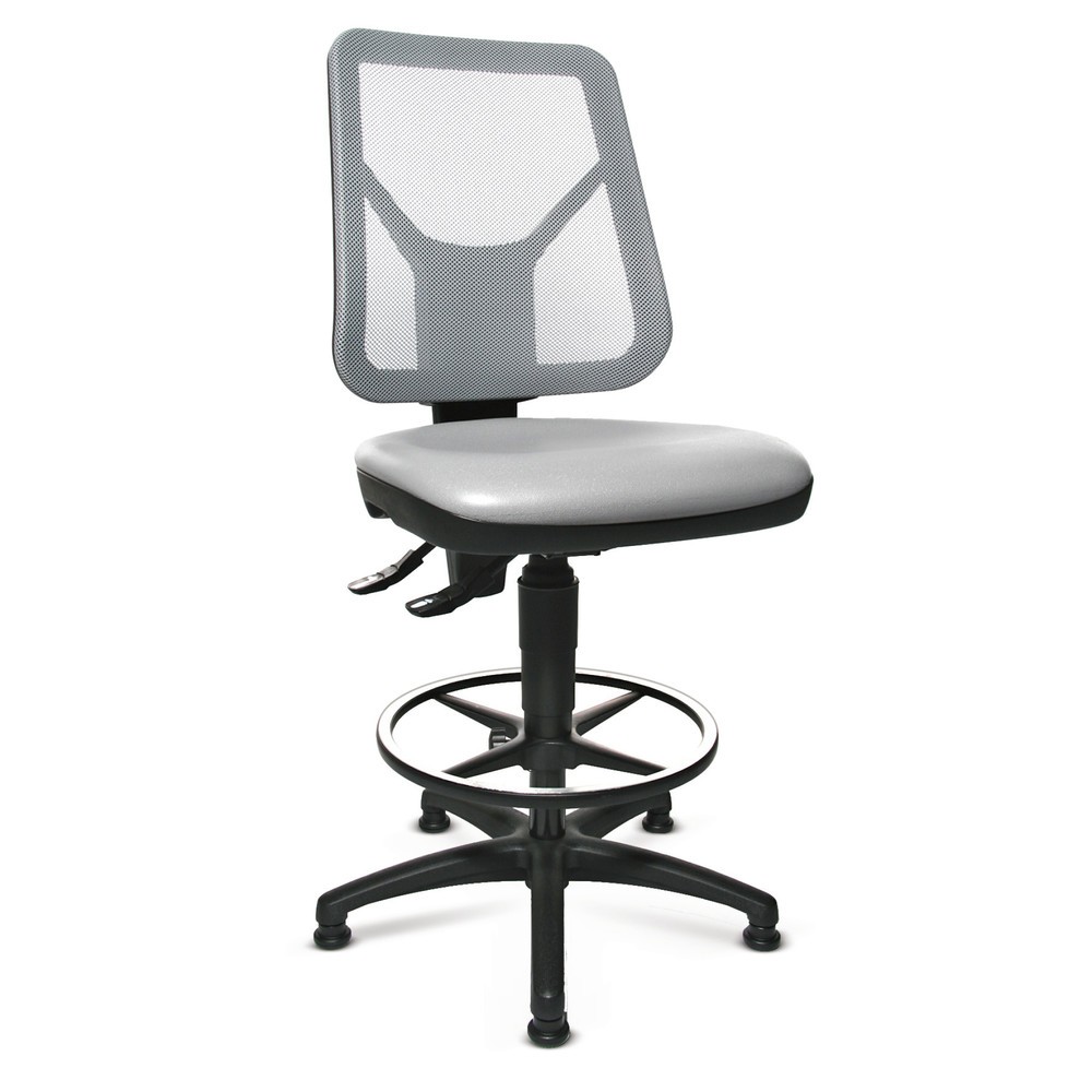 Topstar® Arbeitsdrehstuhl Tec 80 PK, Sitzhöhe 590-840 mm, Netzrückenlehne, Bodengleiter, Fussring, schwarz
