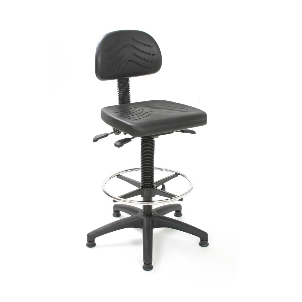 HEMMDAL Arbeitsdrehstuhl Easy Polyurethan, Sitzhöhe 510-710 mm, Kunststoffbasis, Bodengleiter, Fussring