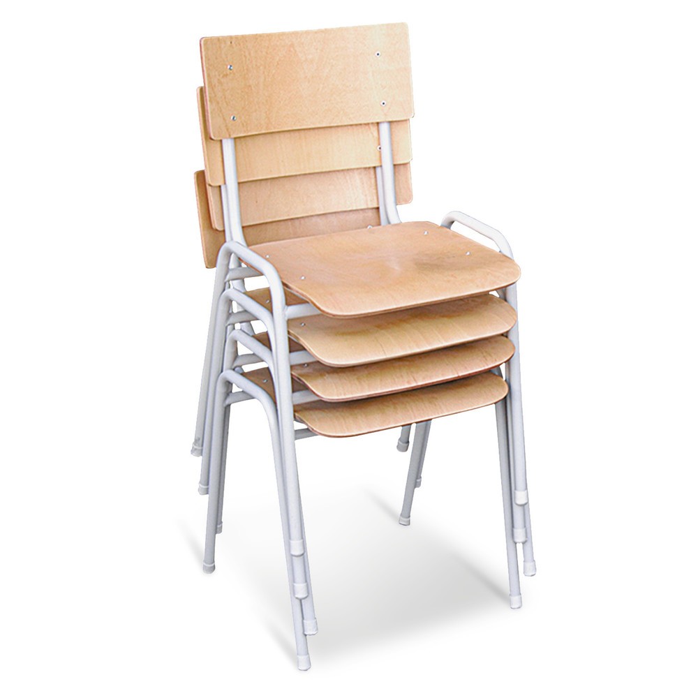 HEMMDAL Stuhl Standard, 4er-Set, stapelbar, Buche hell, Gestell lichtgrau
