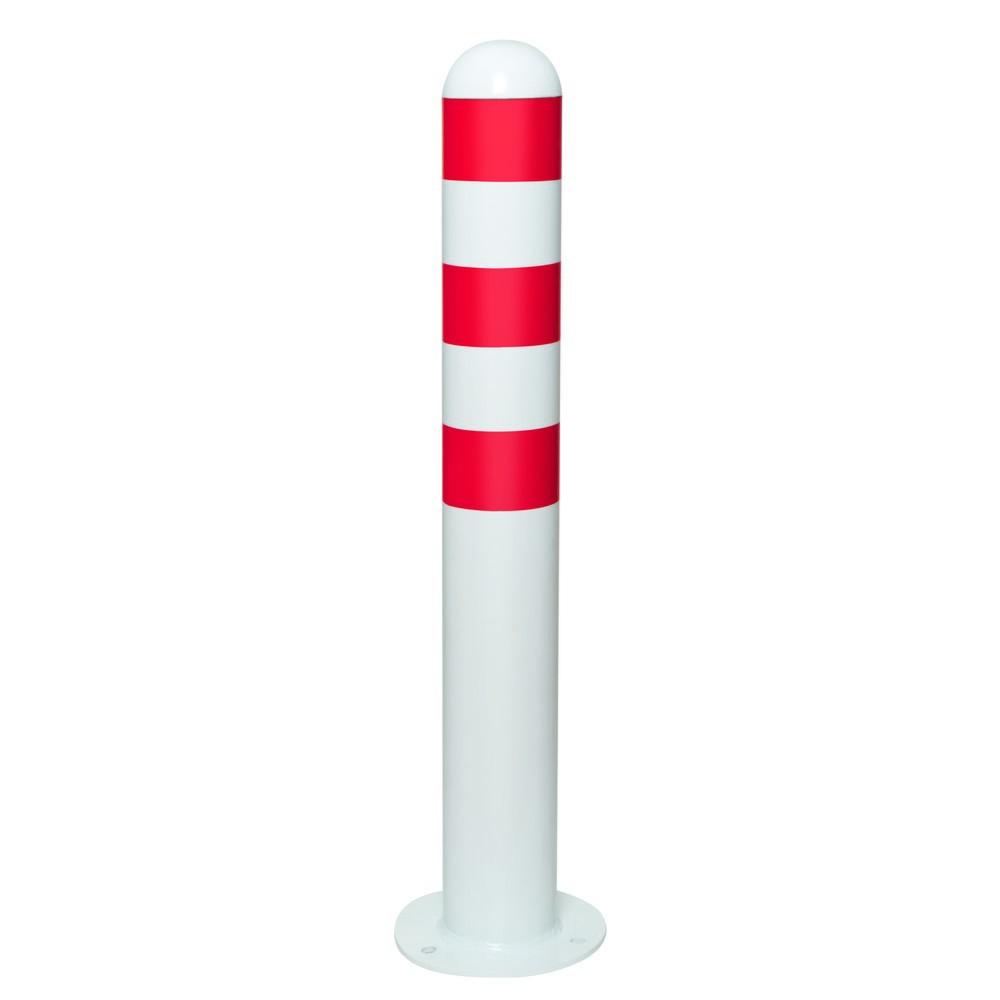 MORAVIA Schutzpoller für Ladesäulen II, Ø 108 mm, Höhe 800 mm, zum Aufdübeln, Stahl, kunststoffbeschichtet, rote Reflexringe