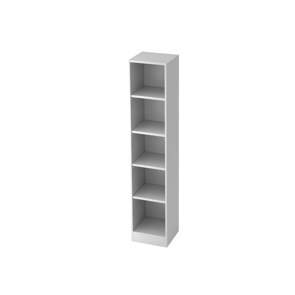 Hammerbacher Regal schmal 5OH mit Sockelblende Weiss