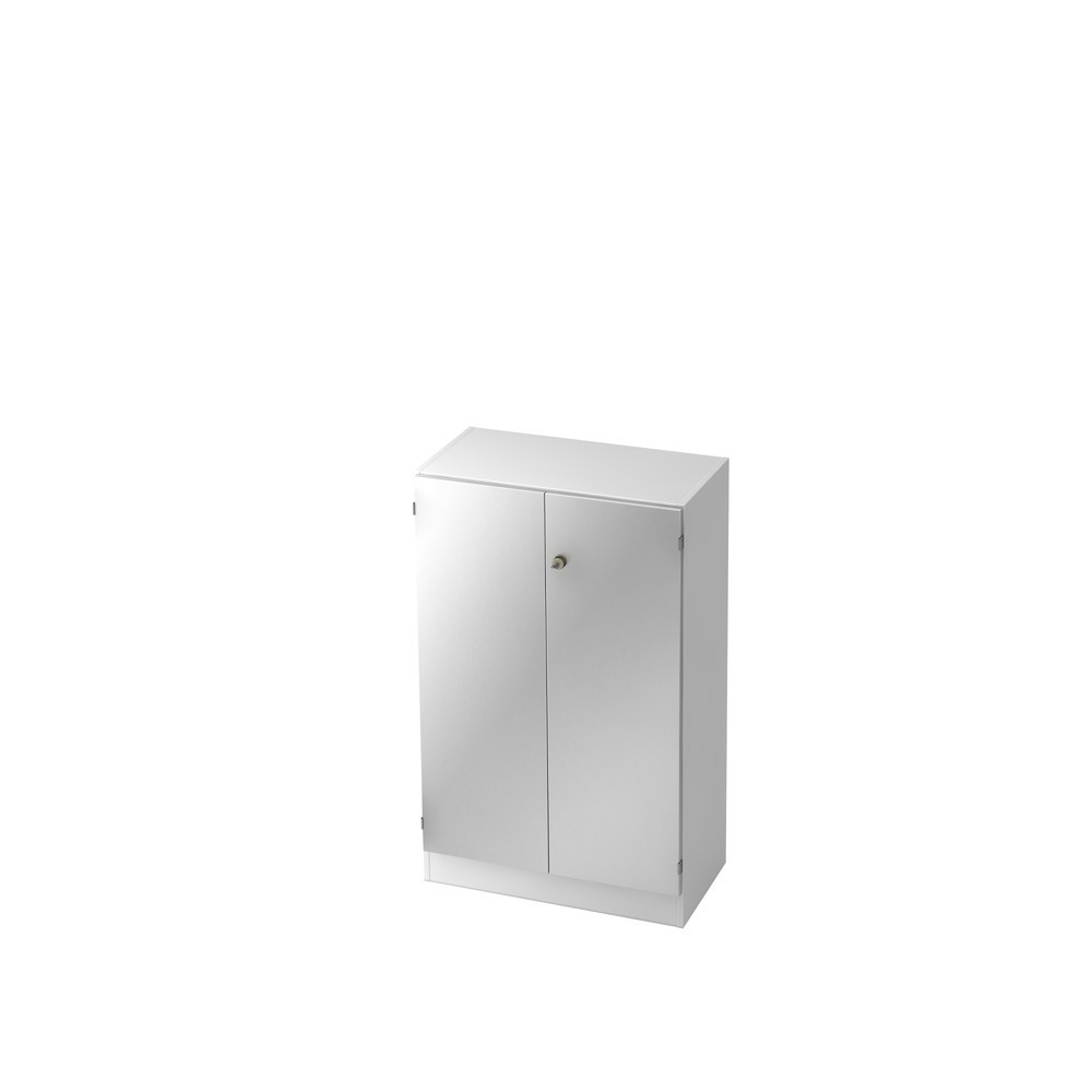Hammerbacher Schrank 3OH mit Sockelbl. SG Weiss/Silber