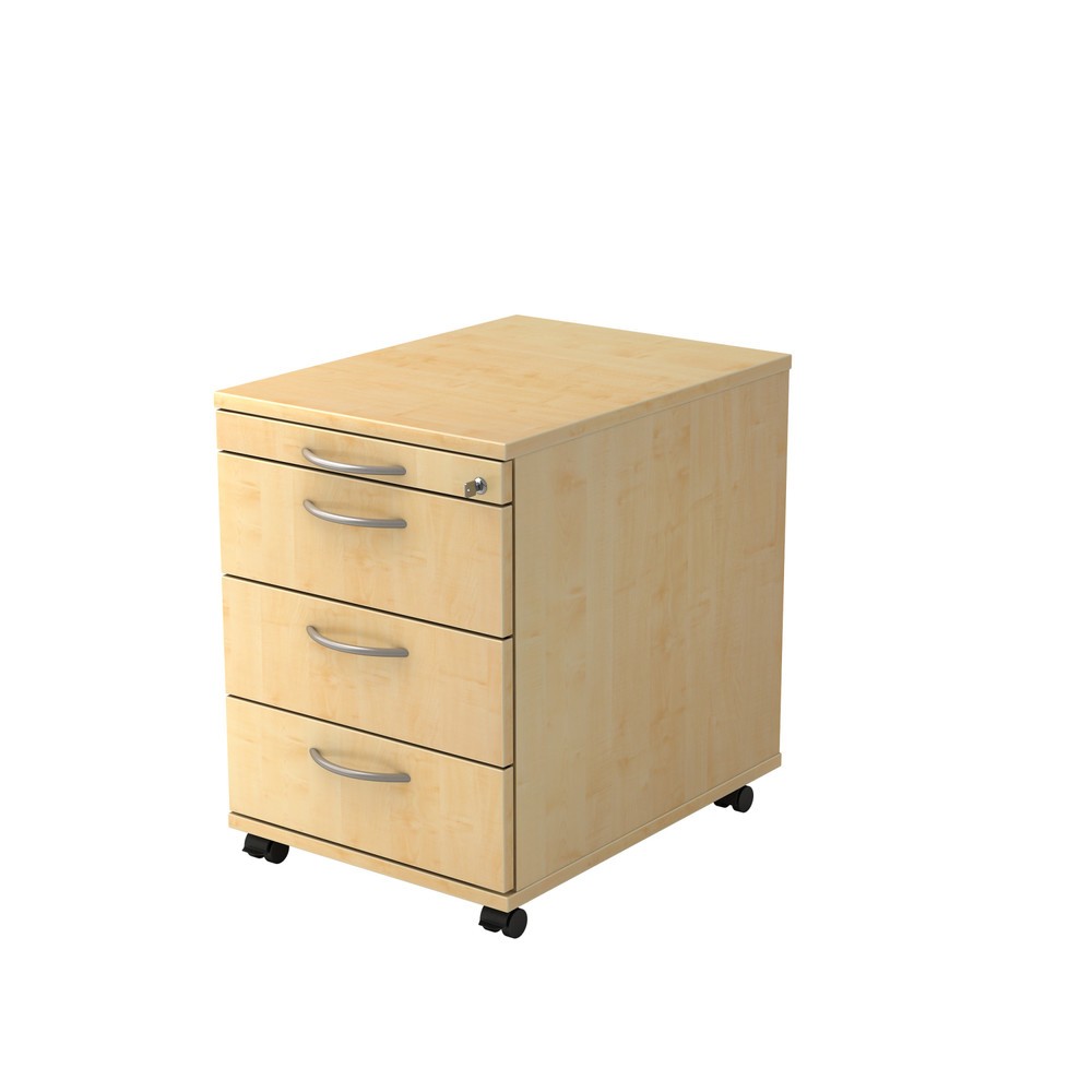 Hammerbacher Rollcontainer 58cm, 3Schübe, Schloss BM Ahorn