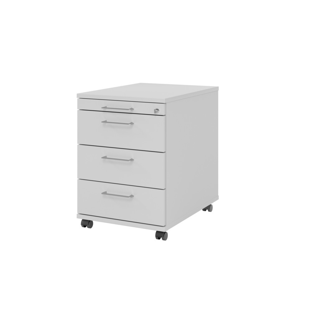 Hammerbacher Rollcontainer 58cm, 3Schübe, Schloss BS Grau