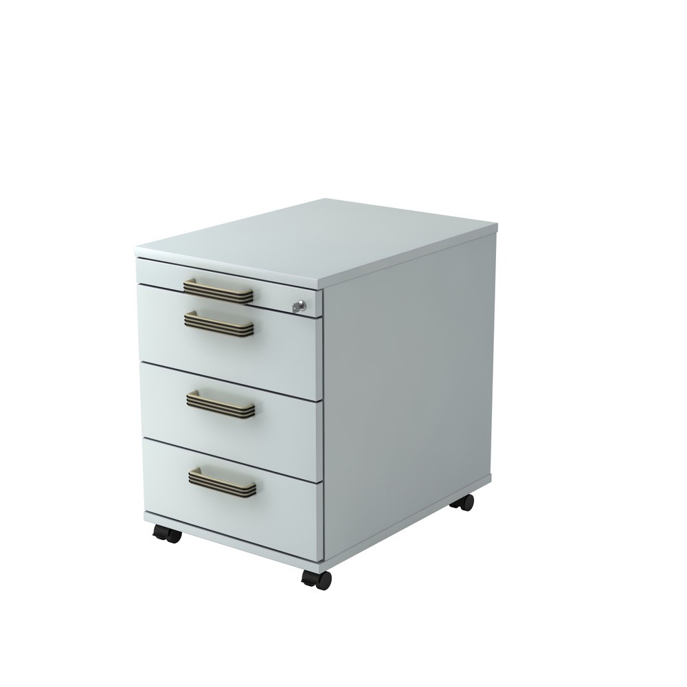 Hammerbacher Rollcontainer 58cm, 3Schübe, Schloss SG Grau