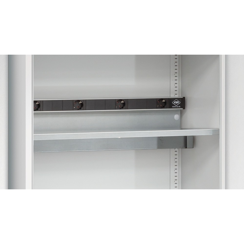 Elektro-Einlegeboden für C+P Akku-Ladeschrank Serie 89, TK 70 kg, 5-fach-Steckdosenleiste, 3 m Zuleitung, integrierte Wanne mit Belüftungsöffungen