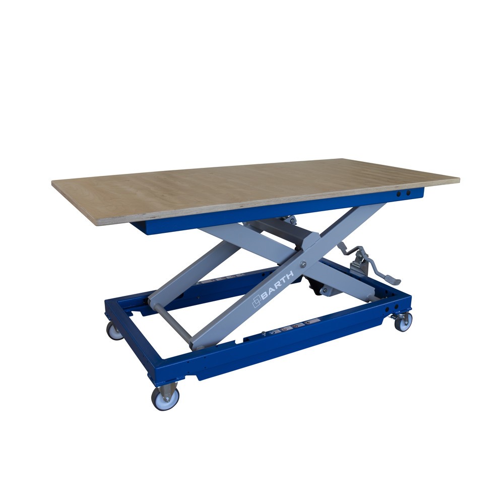 BARTH Montage-Hubtischwagen H850 mit Multiplex-Arbeitsplatte, Tragkraft 850 kg, Plattform 2.000 x 1.015 x 30 mm