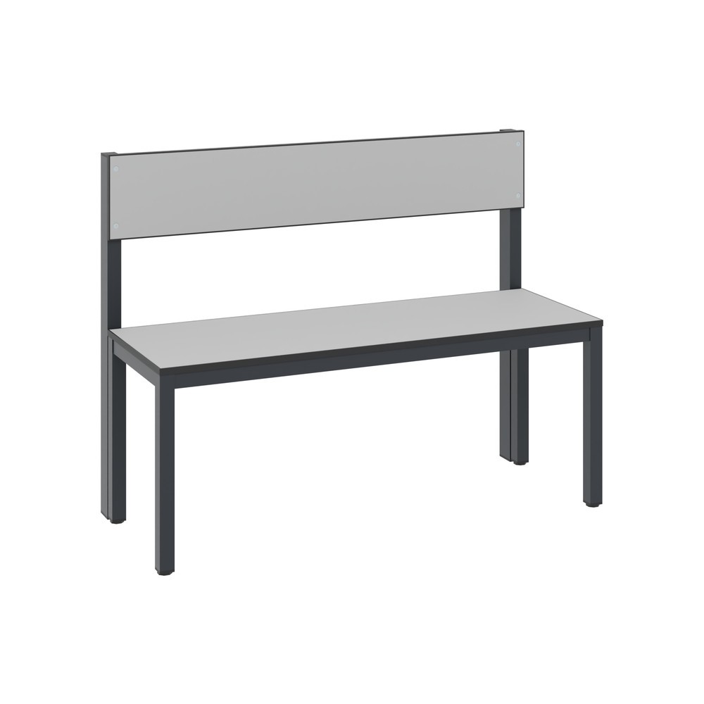 C+P Umkleidesitzbank Basic Plus, Länge 1.000 mm, einseitig, mit Rückenlehne, schwarzgrau/silbergrau