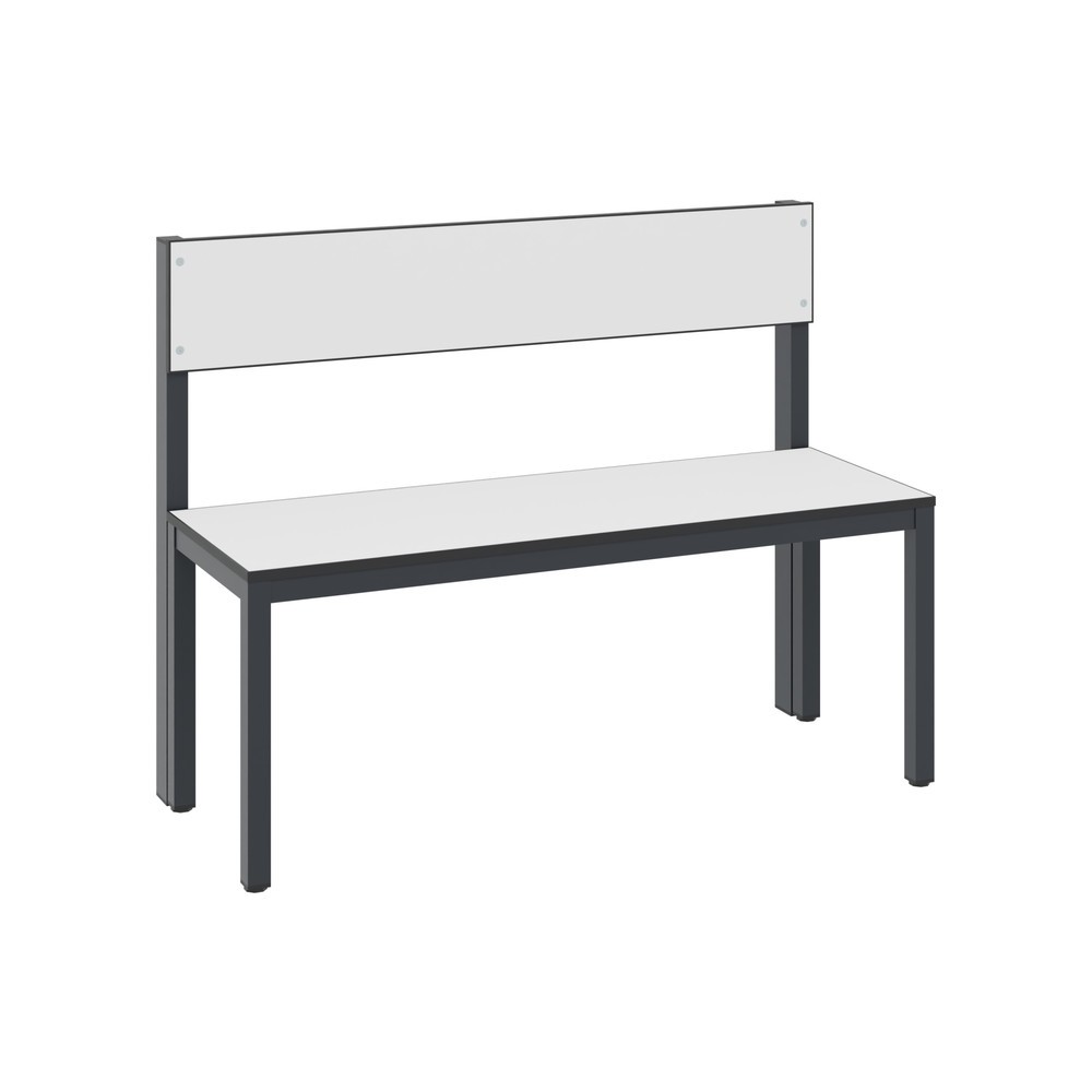 C+P Umkleidesitzbank Basic Plus, Länge 1.000 mm, einseitig, mit Rückenlehne, schwarzgrau/weiss