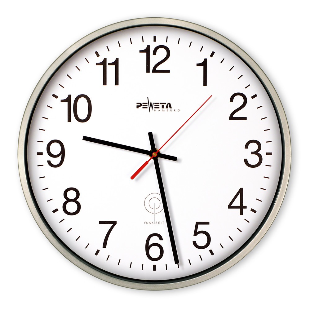 PEWETA Funk-Wanduhr DCF77 Typ 130, Ø 300 mm, mattsilber