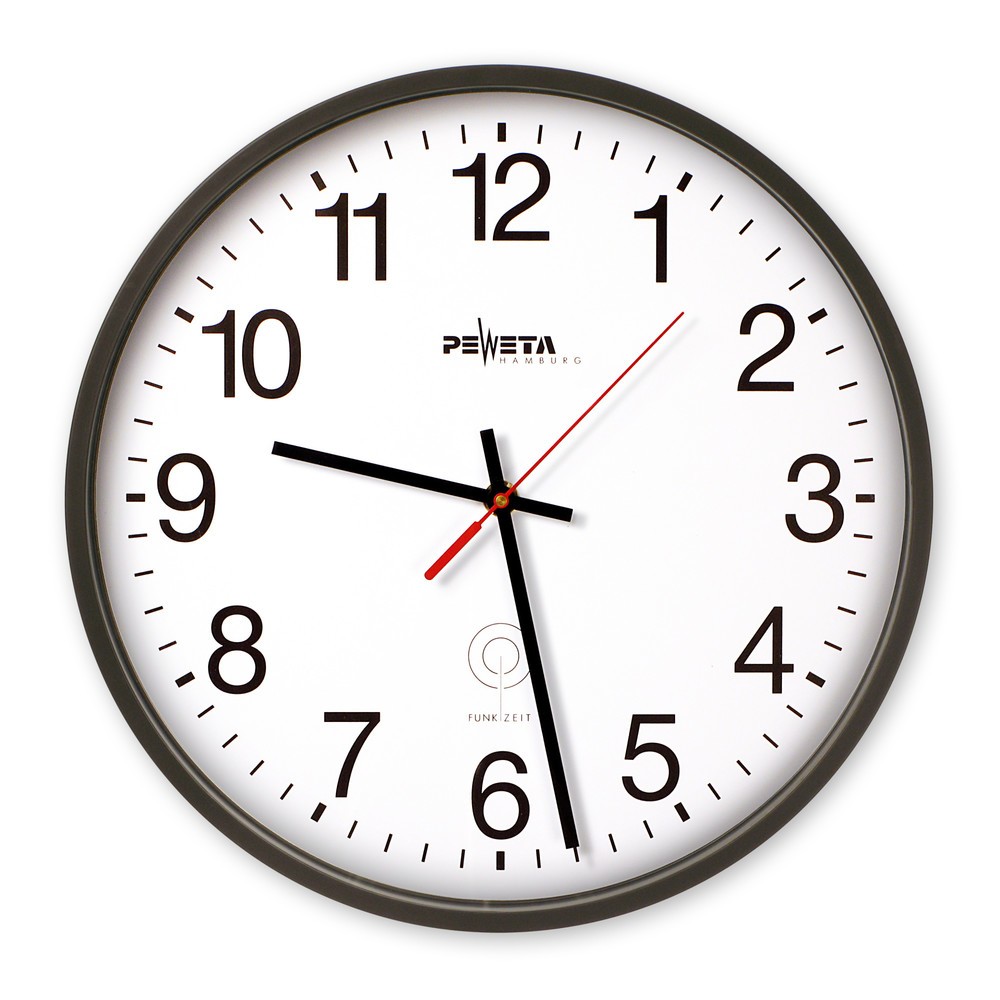 PEWETA Funk-Wanduhr DCF77 Typ 130, Ø 250 mm, schwarz