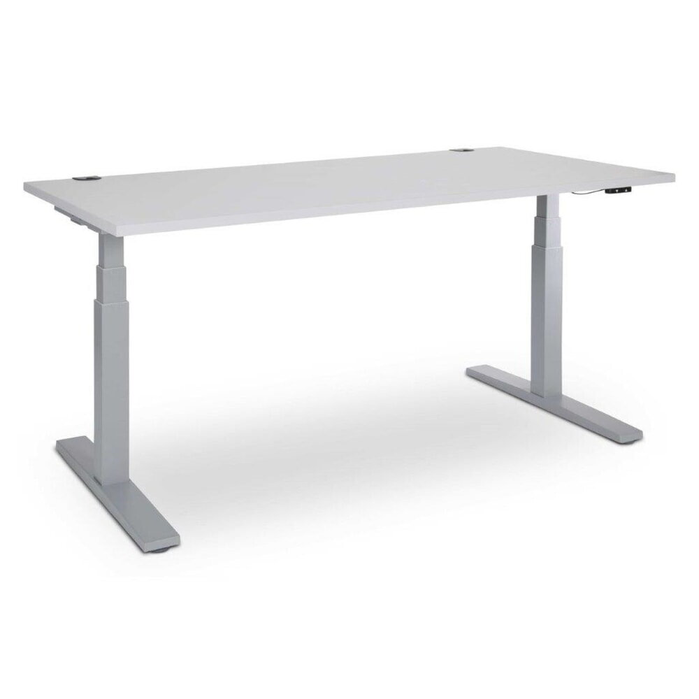 CEHA elektrisch höhenverstellbarer Schreibtisch, kratzfeste Oberfläche, HxBxT 610-1.250 x 1.600 x 800 mm, grau/weiß