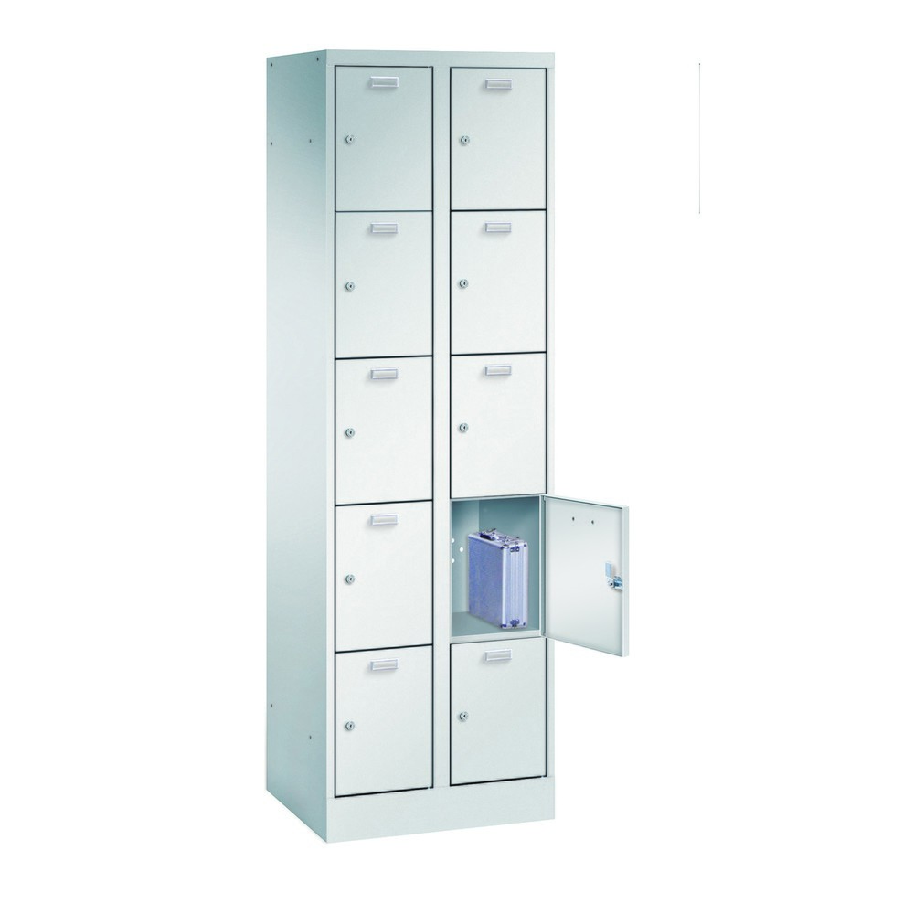 PAVOY Schließfachschrank, 2 x 5 Fächer, Zylinderschloss, HxBxT 1.950 x 600 x 500 mm, Abteil Breite 300 mm