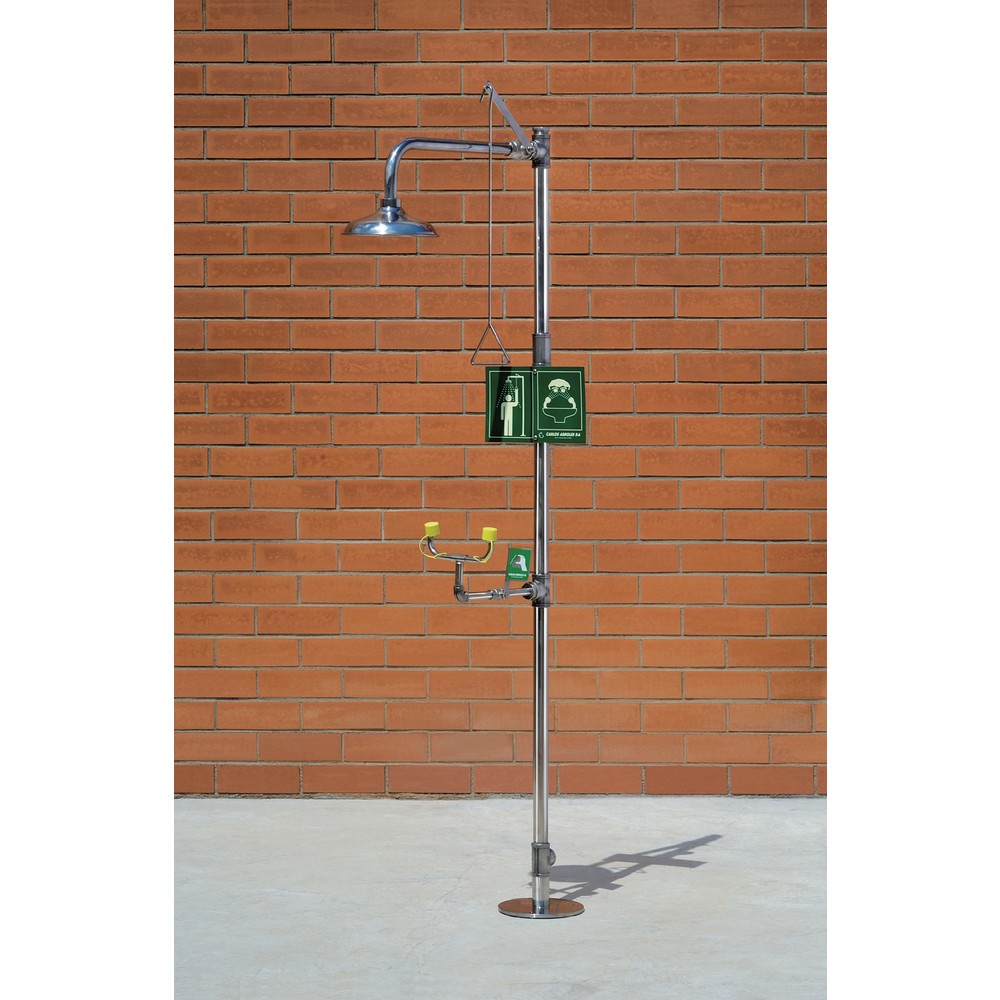 Erbstößer® Körper-/Augendusche-Kombination, DIN EN 15154-1/-2/-5, Standmodell, komplett Edelstahl
