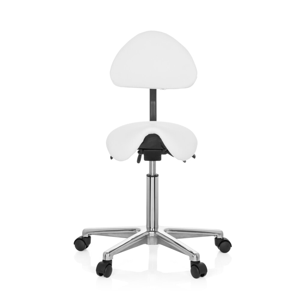 hjh OFFICE Ergonomischer Hocker / Drehhocker TOP WORK 20 Kunstleder, weiß