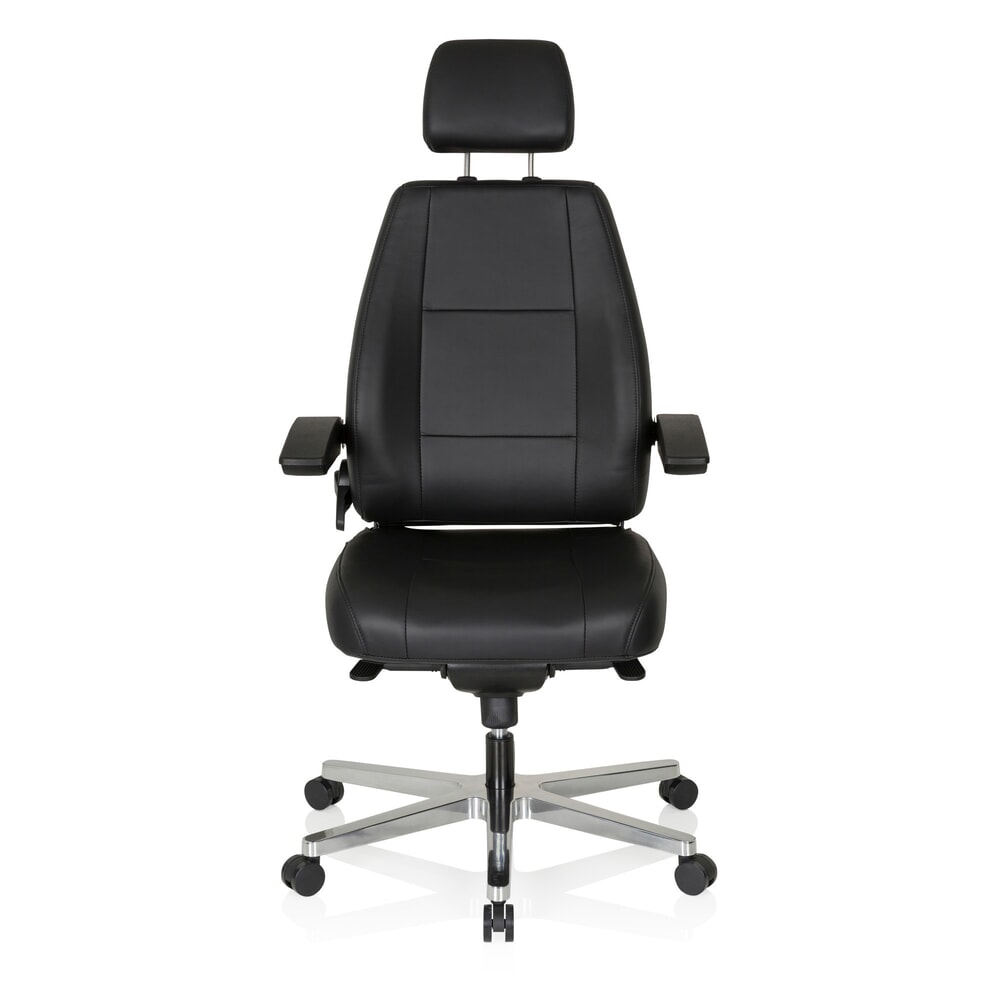 hjh OFFICE Arbeitsstuhl / Chefsessel 24 HOURS Leder, schwarz